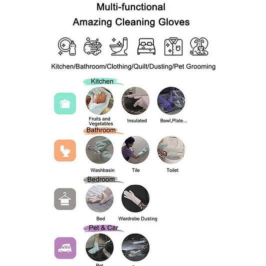 Silicone Scrubber Cleaning Gloves