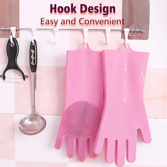 Silicone Scrubber Cleaning Gloves