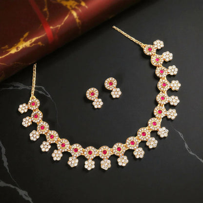 Traditional Kundan & Pearl Peacock Choker Necklace Set | RX Consultant  (RX50)