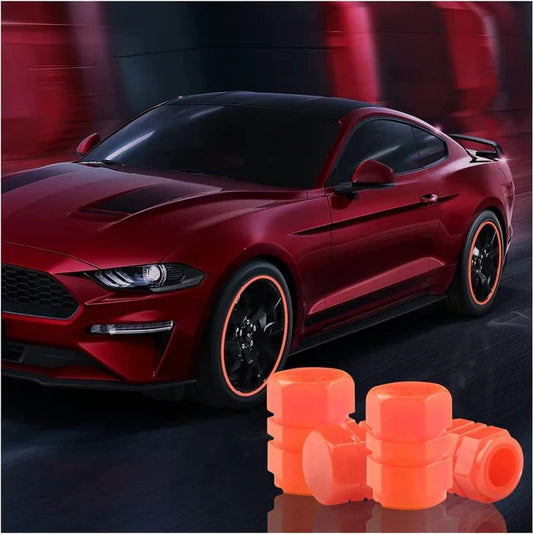 Luminous Tyre Valve Caps – Glow-in-the-Dark Air Stem Covers (4 Pcs)