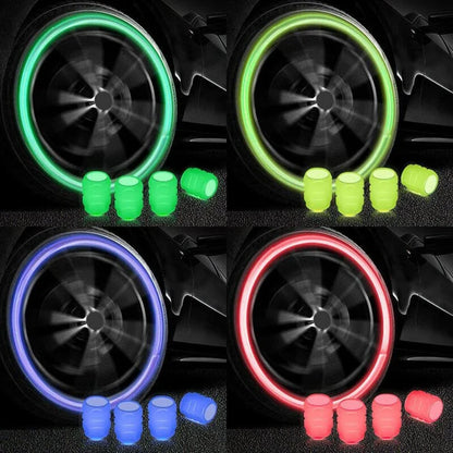 Luminous Tyre Valve Caps – Glow-in-the-Dark Air Stem Covers (4 Pcs)