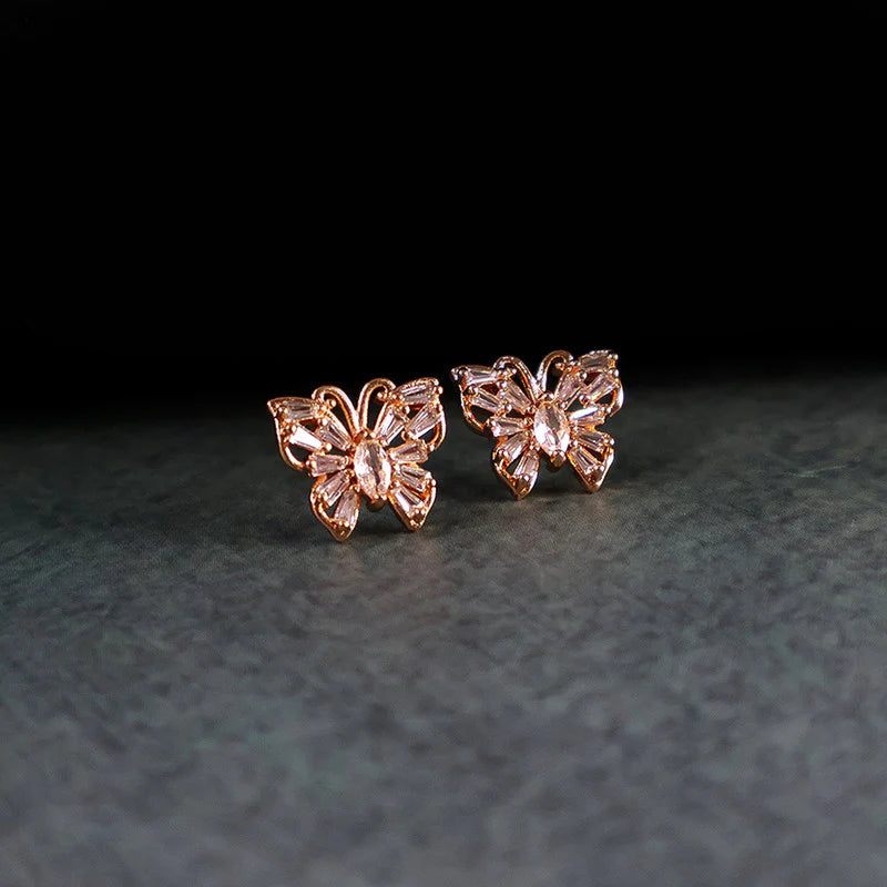 Elegant Butterfly Design CZ Stone Stud Earrings for Women | RX Consultant (RX42)