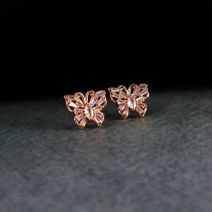 Elegant Butterfly Design CZ Stone Stud Earrings for Women | RX Consultant (RX42)