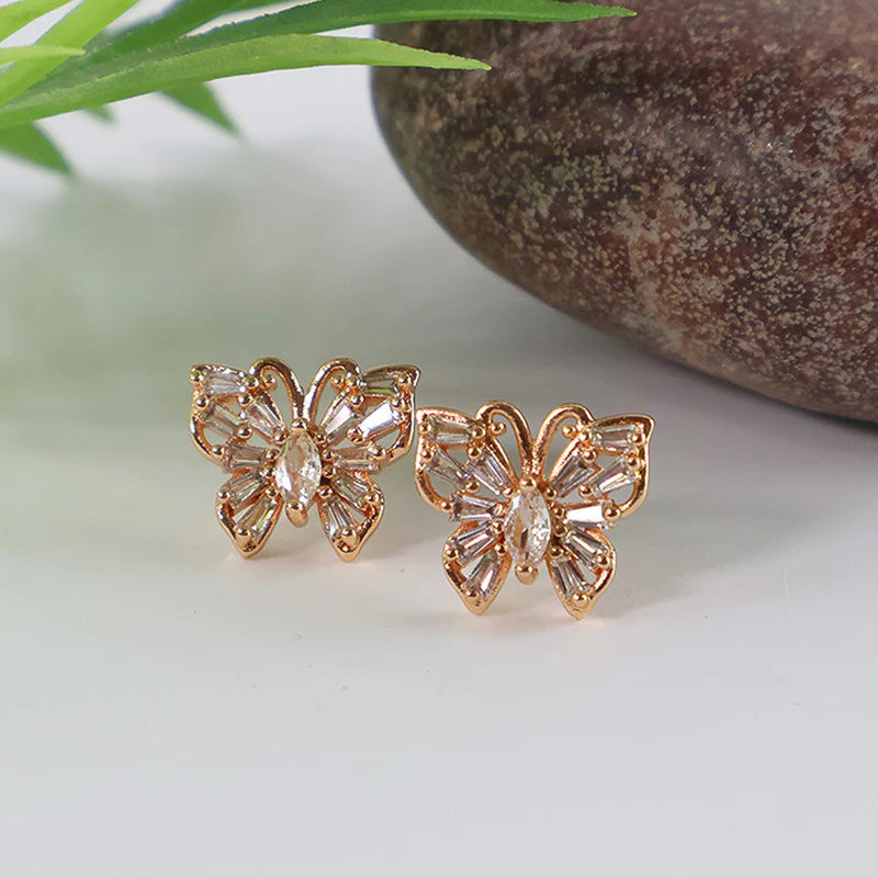 Elegant Butterfly Design CZ Stone Stud Earrings for Women | RX Consultant (RX42)