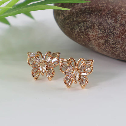 Elegant Butterfly Design CZ Stone Stud Earrings for Women | RX Consultant (RX42)