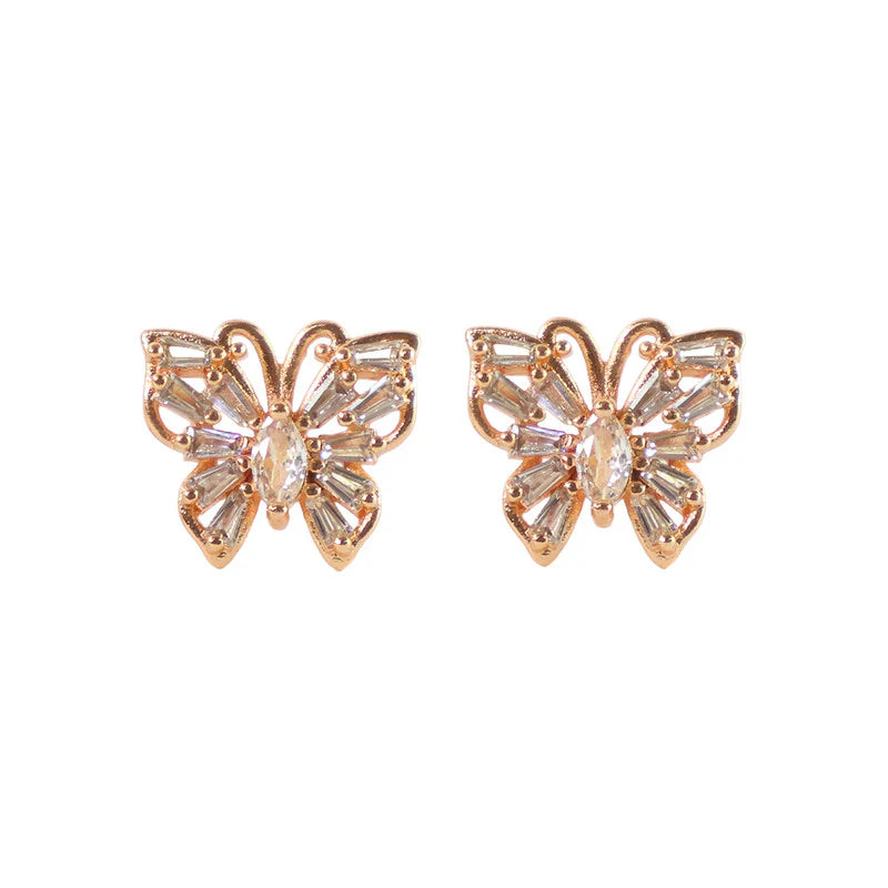 Elegant Butterfly Design CZ Stone Stud Earrings for Women | RX Consultant (RX42)