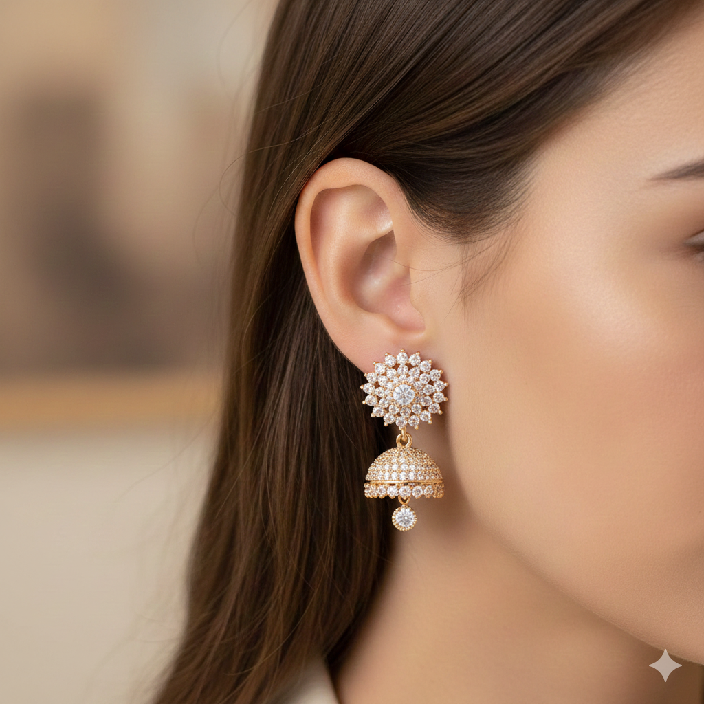 Elegant Umbrella Design CZ Stone Drop Earrings for Women – | RX Consultant (RX43)