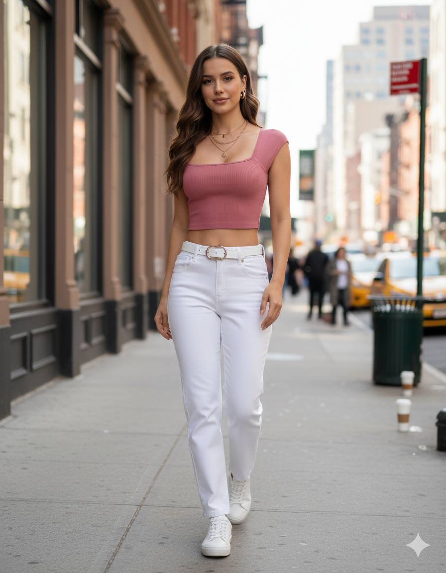 Rose Pink Ribbed Crop Top - RX34