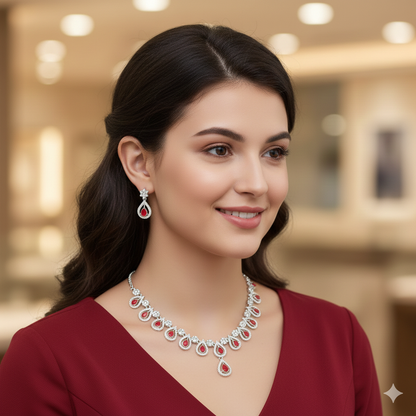 Rustic Oxidized Silver Emerald Scallop Choker Set | RX Consultant (RX48)