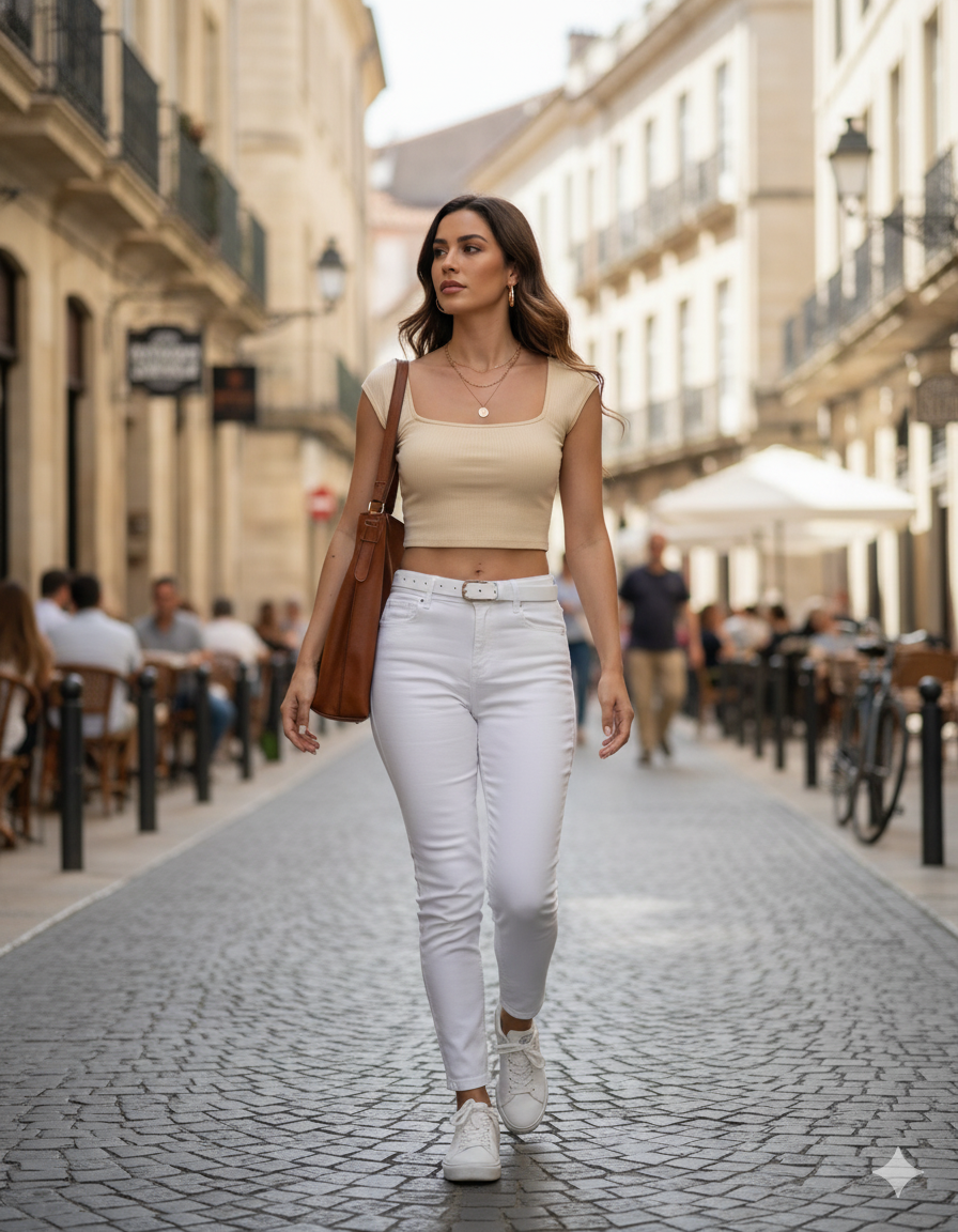 Biege Ribbed Knit Crop Top - RX32