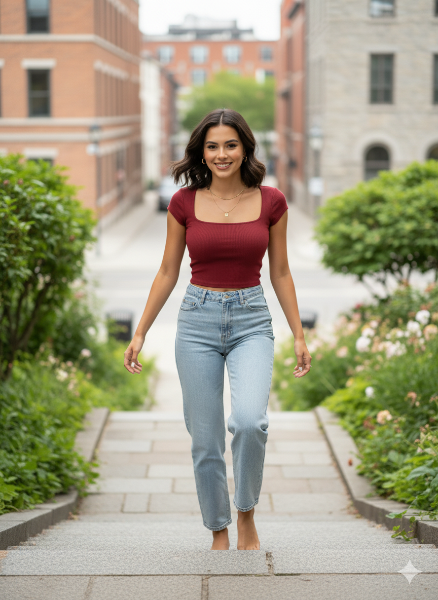 Burgundy Ribbed Crop Top - RX35