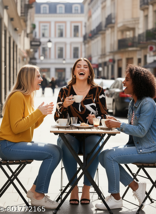 Plus Size Brown & Black Abstract V-Neck Top - RX38