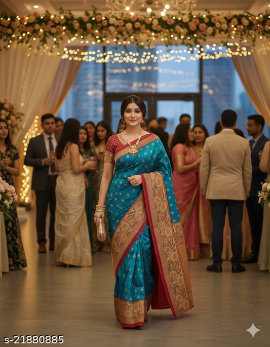 Blue & Gold Mysore Silk Saree with Rich Zari Work - RX21