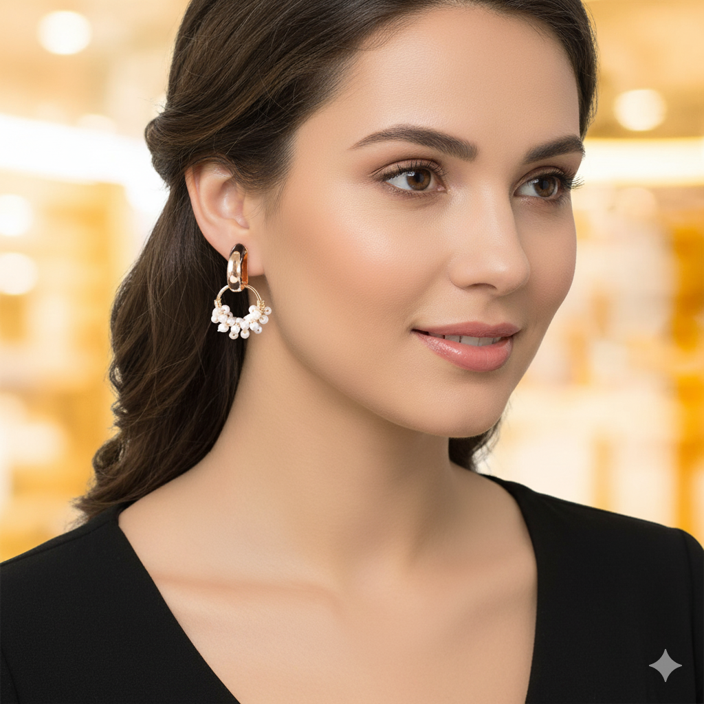 Pearl Beaded Hoop Earrings | RXConsultant (RX46)