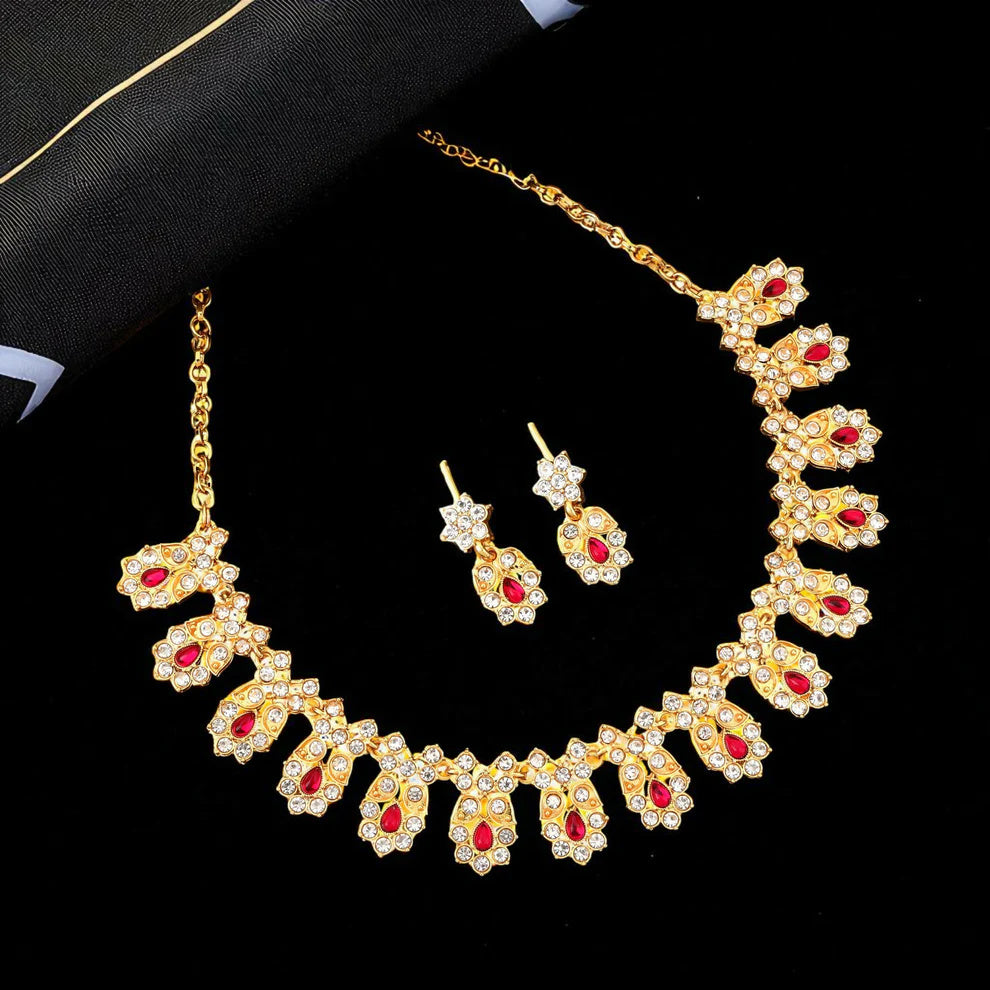 Gold-Toned Floral Necklace & Drop Earrings Set | RX Consultant (RX52)
