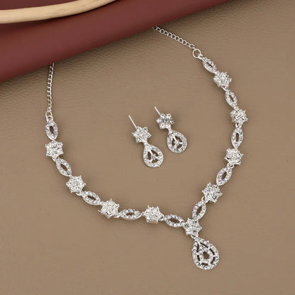 Elegant Silver-Toned American Diamond Jewellery Set | RX Consultant (RX49)
