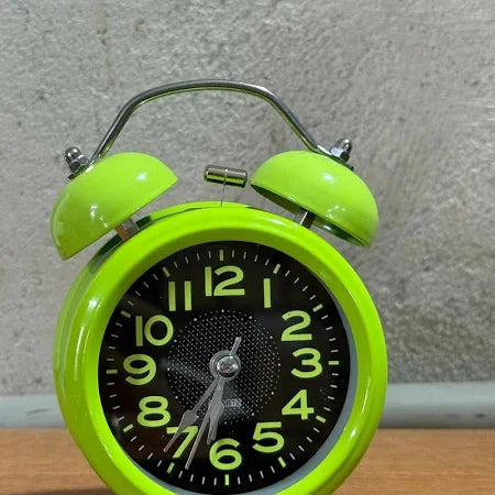Vintage Twin Bell Analog Alarm Clock for Bedroom & Office – Green