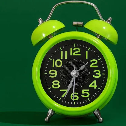 Vintage Twin Bell Analog Alarm Clock for Bedroom & Office – Green