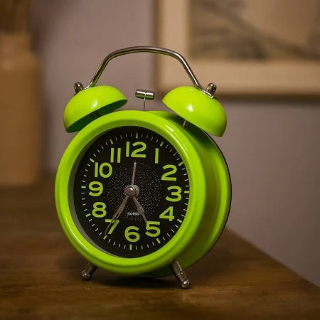 Vintage Twin Bell Analog Alarm Clock for Bedroom & Office – Green