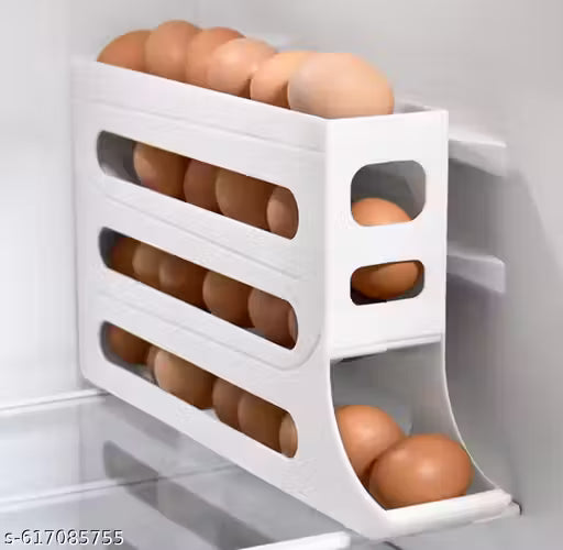 Space-Saving Egg Storage Rack with Automatic Rolling Dispenser
